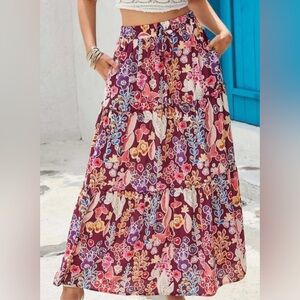 179 Floral Bohemian Maxi Skirt